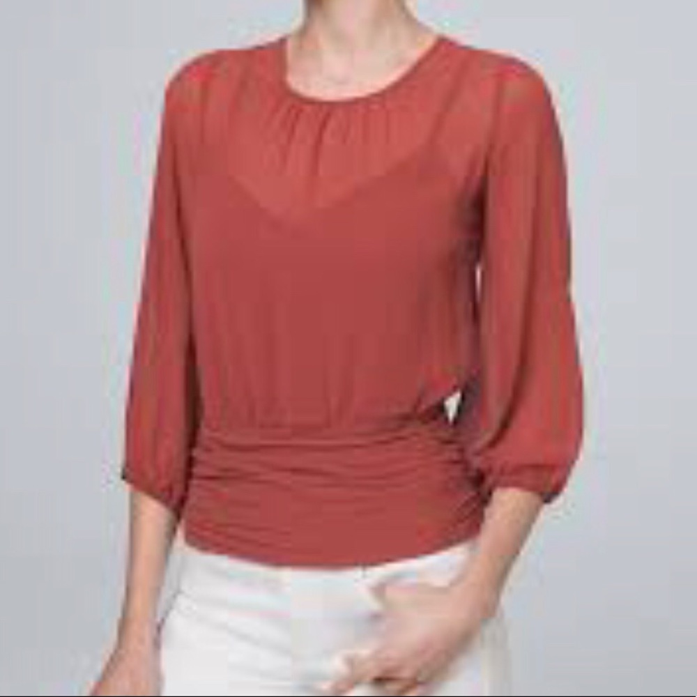 White House Black Market Back Draped Blouse